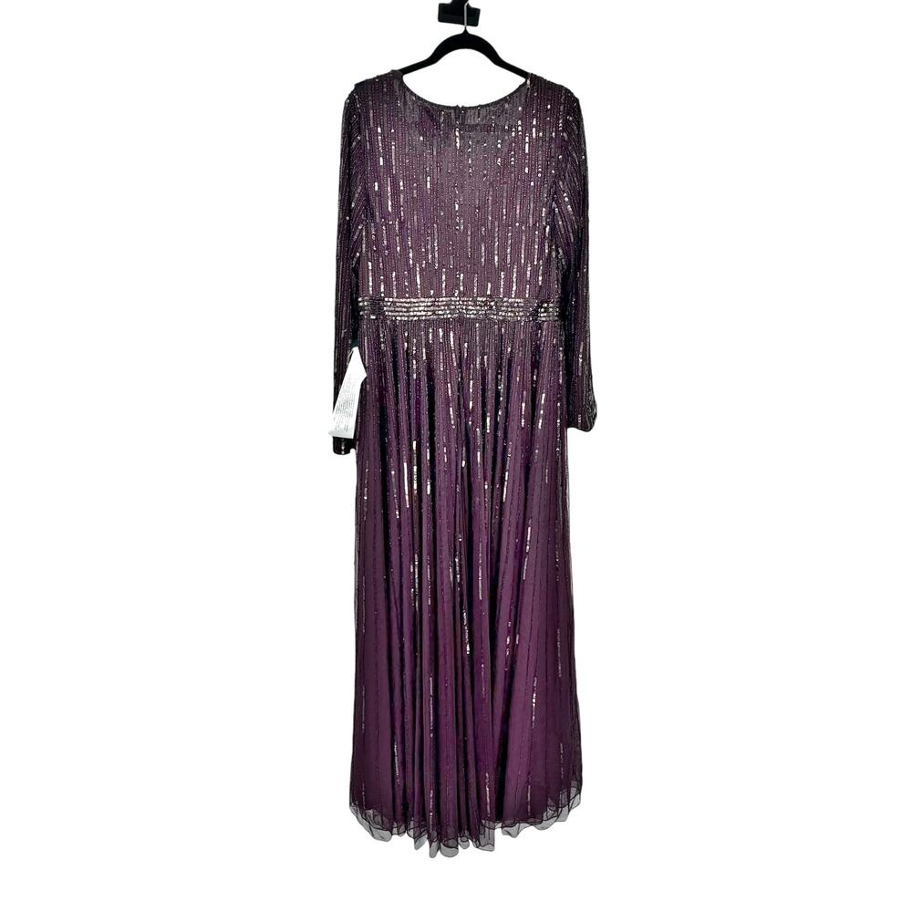 Mac Duggal 4977 Sequined & Bead Plunging V-Neck Mulberry Gown SZ 14 NWT - Picture 6 of 12
